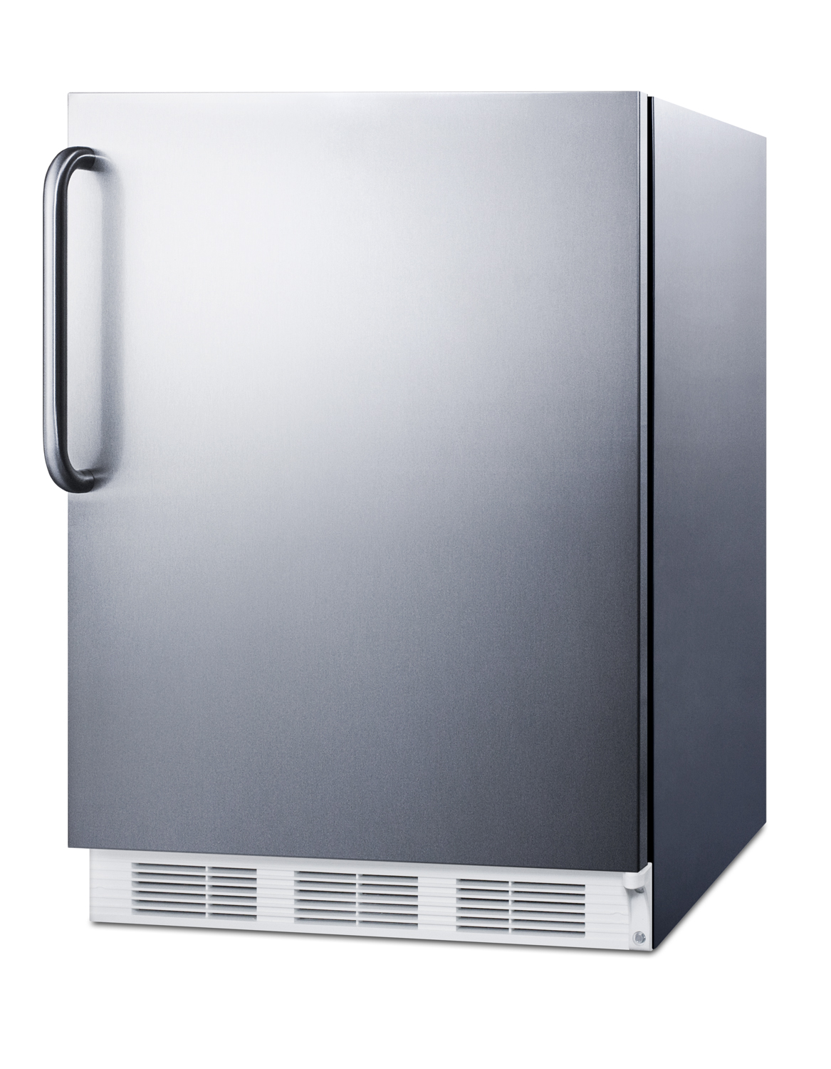 ADA compliant built-in undercounter refrigerator-freezer for residential use, cycle defrost w/deluxe interior, stainless steel exterior, and towel bar handle